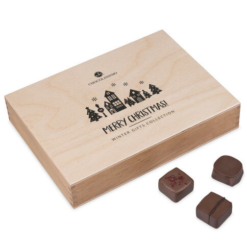 20 pralines in een kistje voor kerst